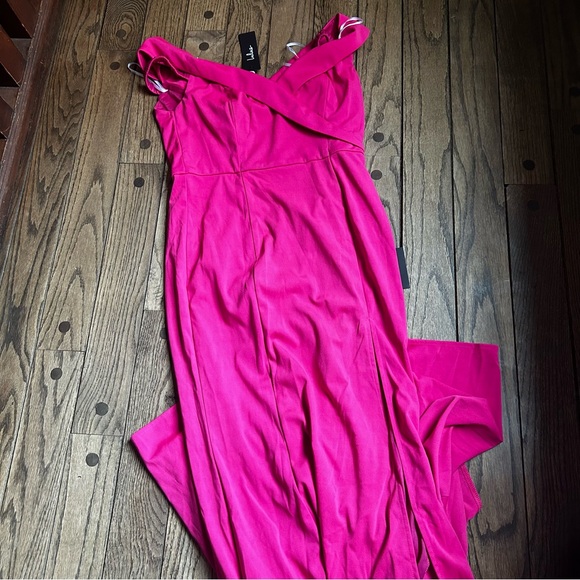 NWT Lulu’s Song of Love Hot Pink Off the Shoulder Maxi Dress - Picture 6 of 7